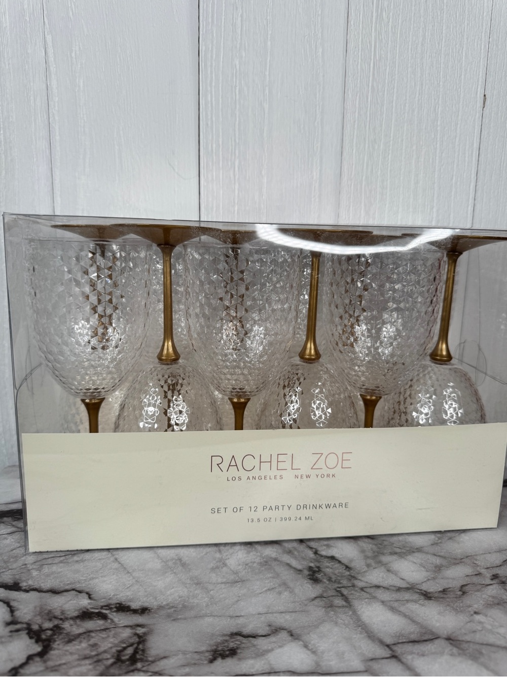 Rachel Zoe Design Set of 12 Party Drinkware 13.5 oz Clear Plastic